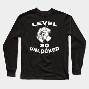 Level 30 Unlocked - Funny Mens 30th Birthday Gamer Long Sleeve T-Shirt